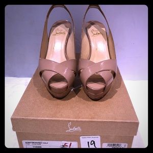 Authentic Christian Louboutin nude sling back hell